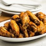 Air Fried Buffalo Chicken Wings on a white serving dish.