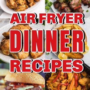 collage of photos for different air fryer dinner recipes