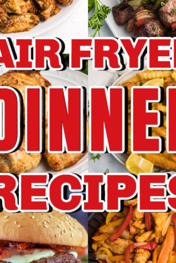 collage of photos for different air fryer dinner recipes