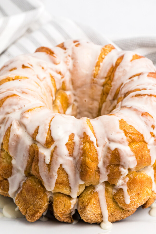 Air Fryer Monkey Bread on a white serving plate.