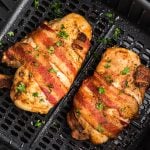 bacon wrapped chicken breasts in the air fryer basket