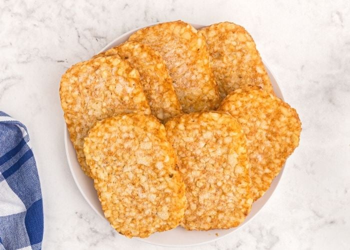 frozen hash brown patties before being cooked in the air fryer. 