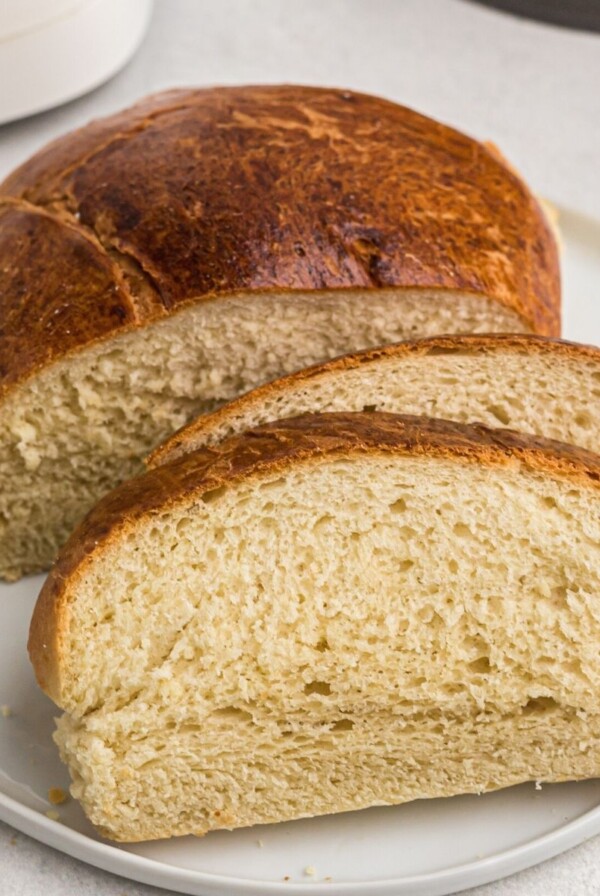 Golden white bread freshly made in the air fryer