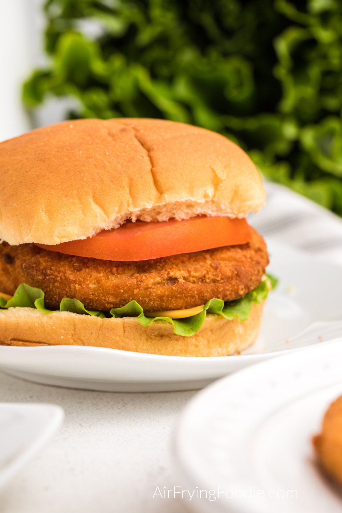 Tyson frozen chicken patties fully cooked and on a bun, ready to serve. 