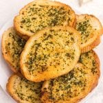 Golden toasted garlic bread after being made in the air fryer
