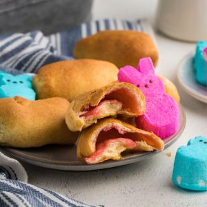 golden fried rolls filled with melted marshmallows