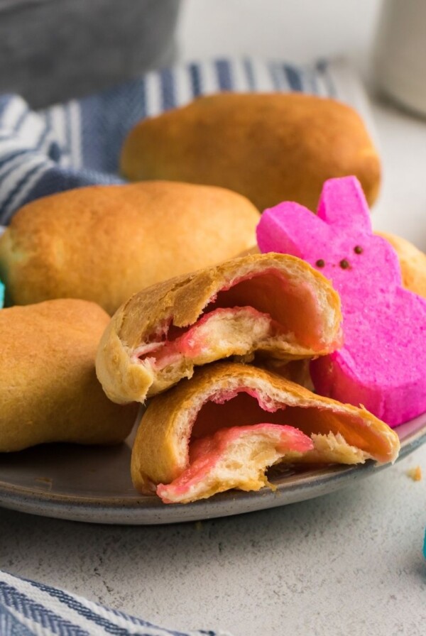 golden fried rolls filled with melted marshmallows