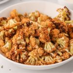 Golden crispy cauliflower after being cooked in the air fryer