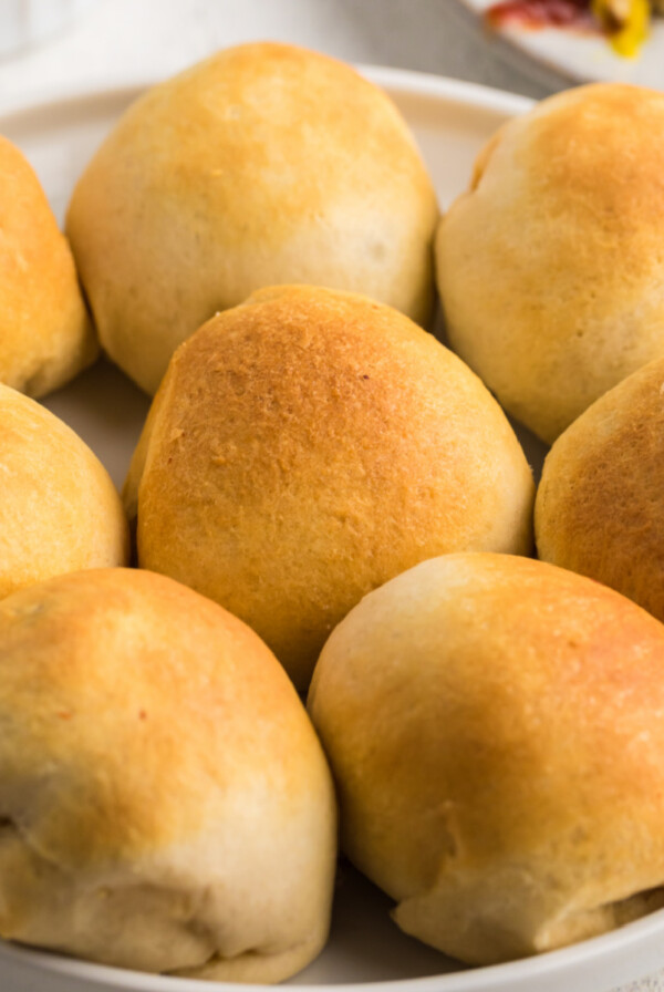 Air fryer cheeseburger bombs ready to eat.