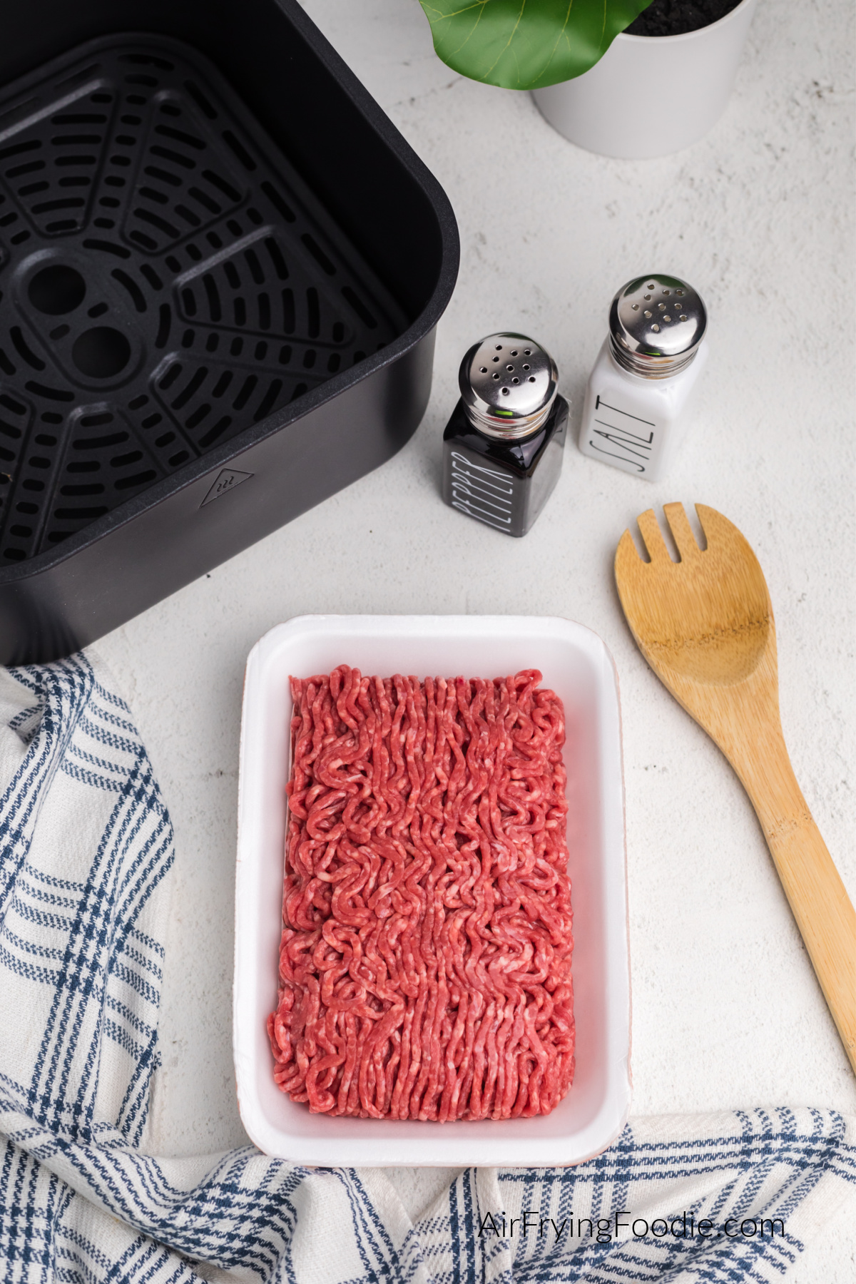 Ground beef in a package ready to cook.