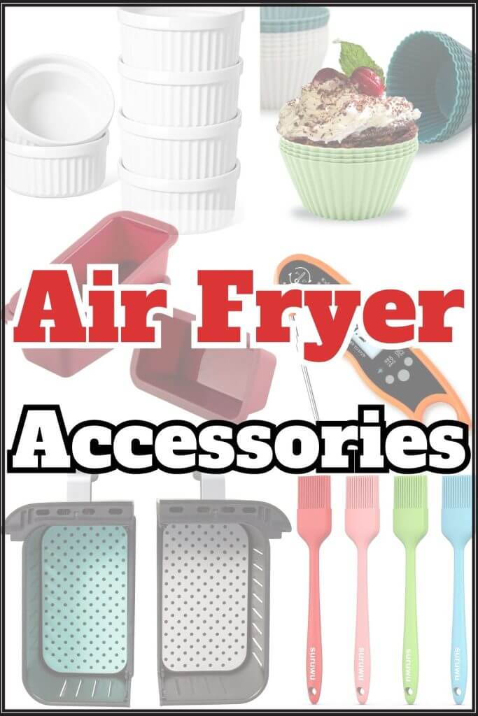 Air fryer accessories collage with the best of the accessories.