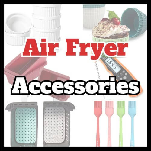 Air fryer accessories collage with the best of the accessories.