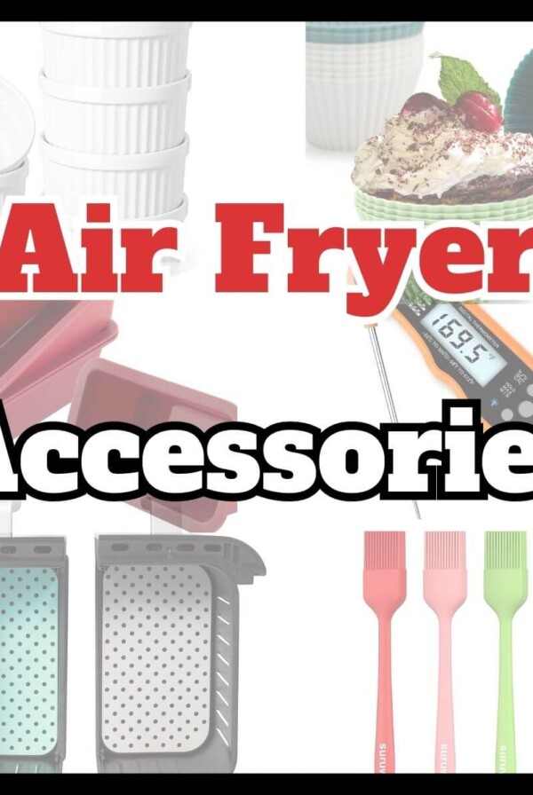 Air fryer accessories collage with the best of the accessories.