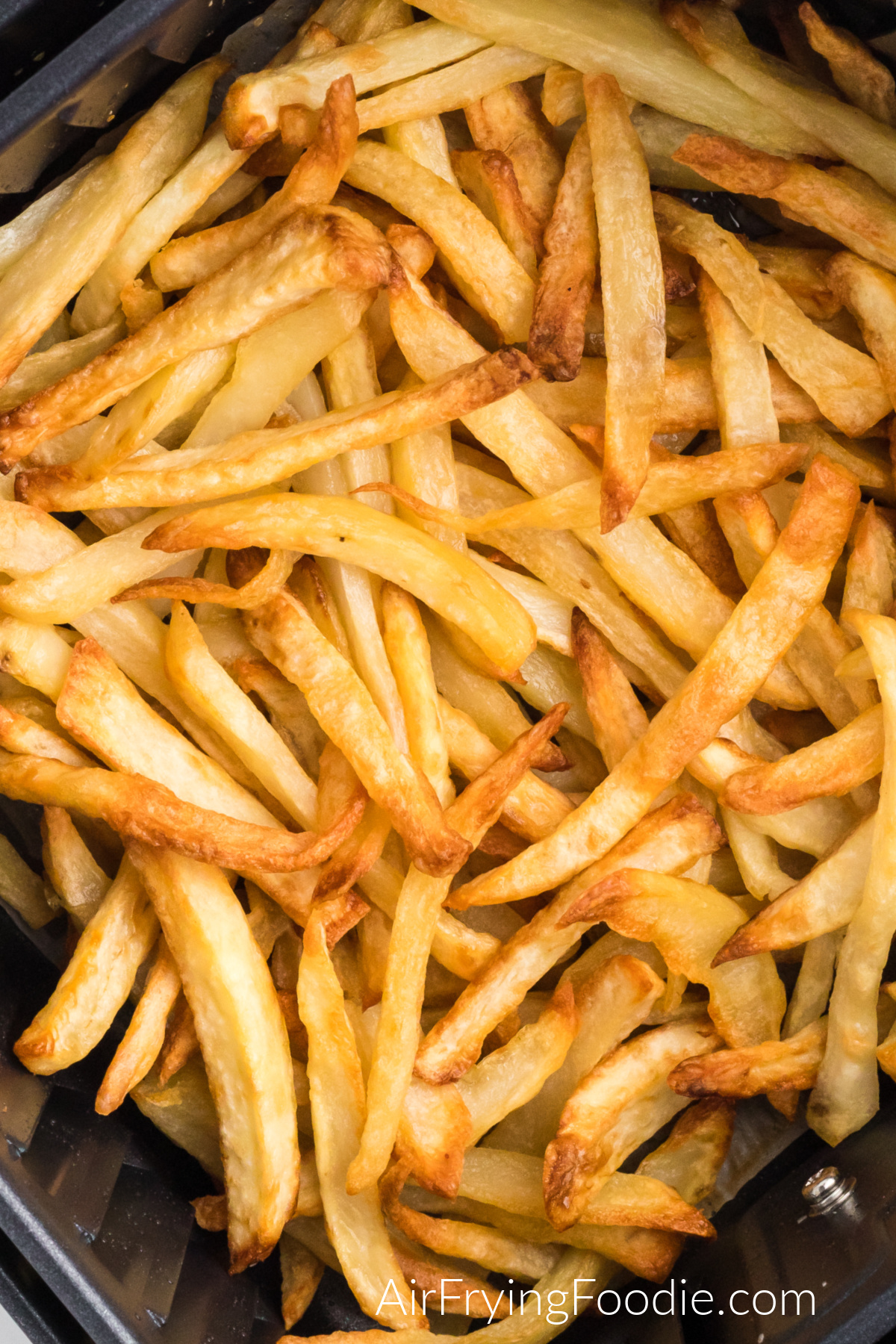 Reheated fries in the air fryer basket.
