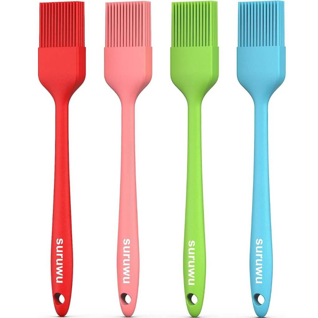 Four colors in a set of silicone pastry brushes
