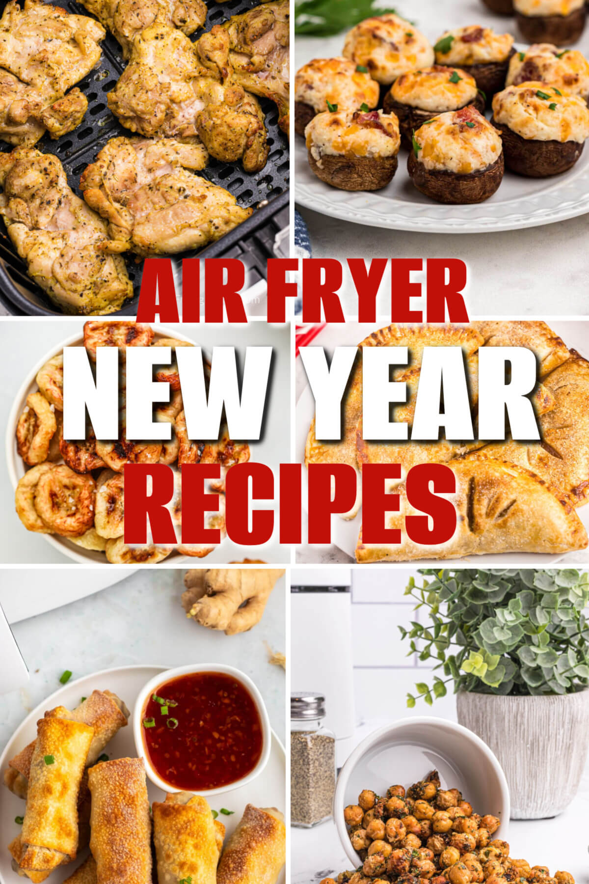 air fryer recipes to kickstart the new year. a collage of photos. 