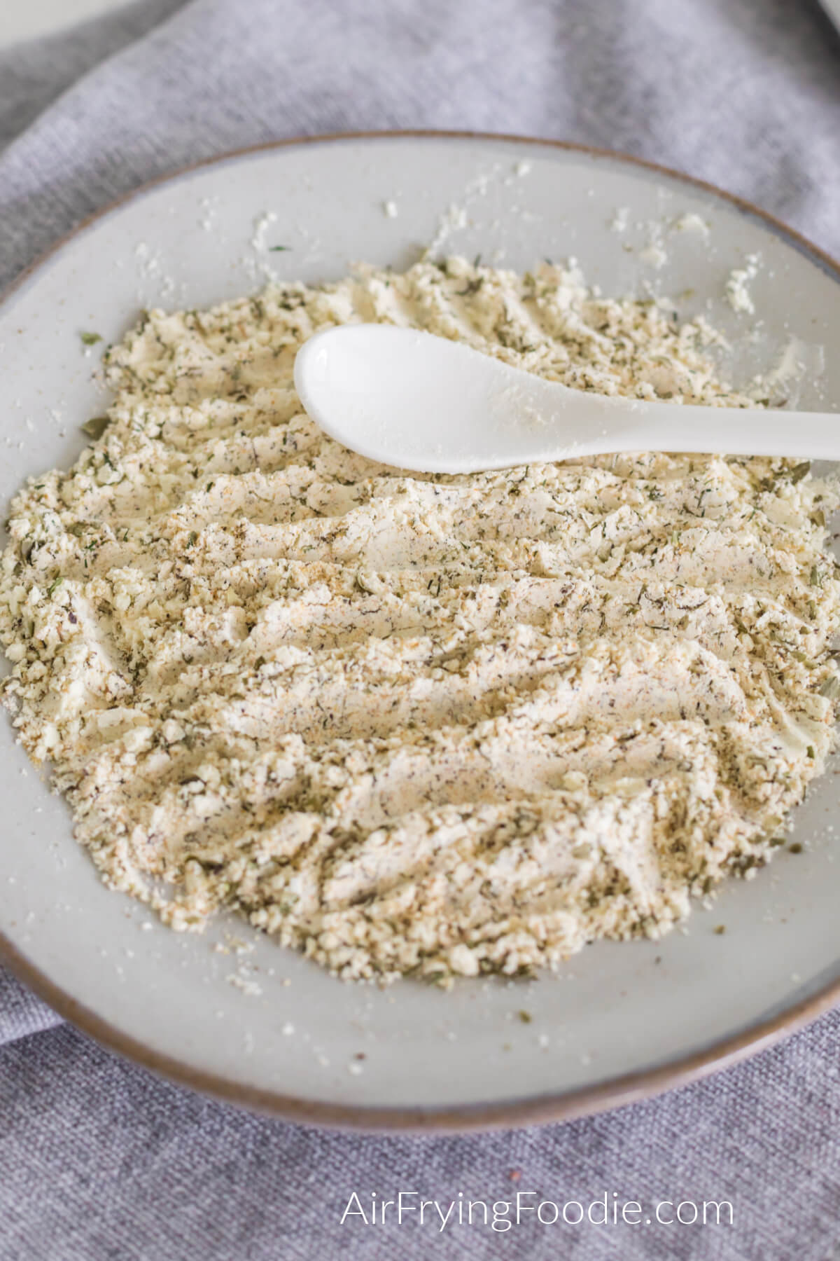 Homemade Ranch Seasoning on a plate that's been freshly mixed and ready to use. 